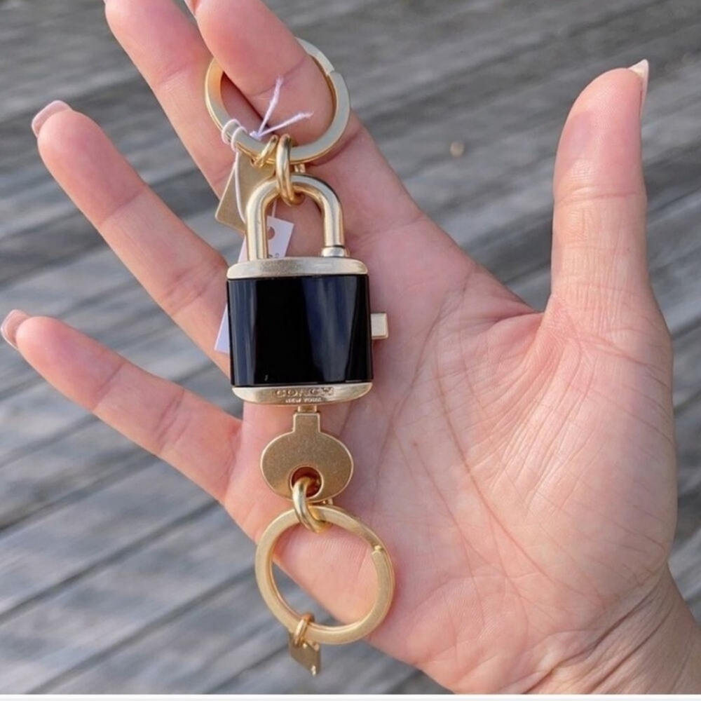 NWT Coach Padlock and Key Charm Keychain 2 Pcs Keychain + Pouch - Picture 3 of 6